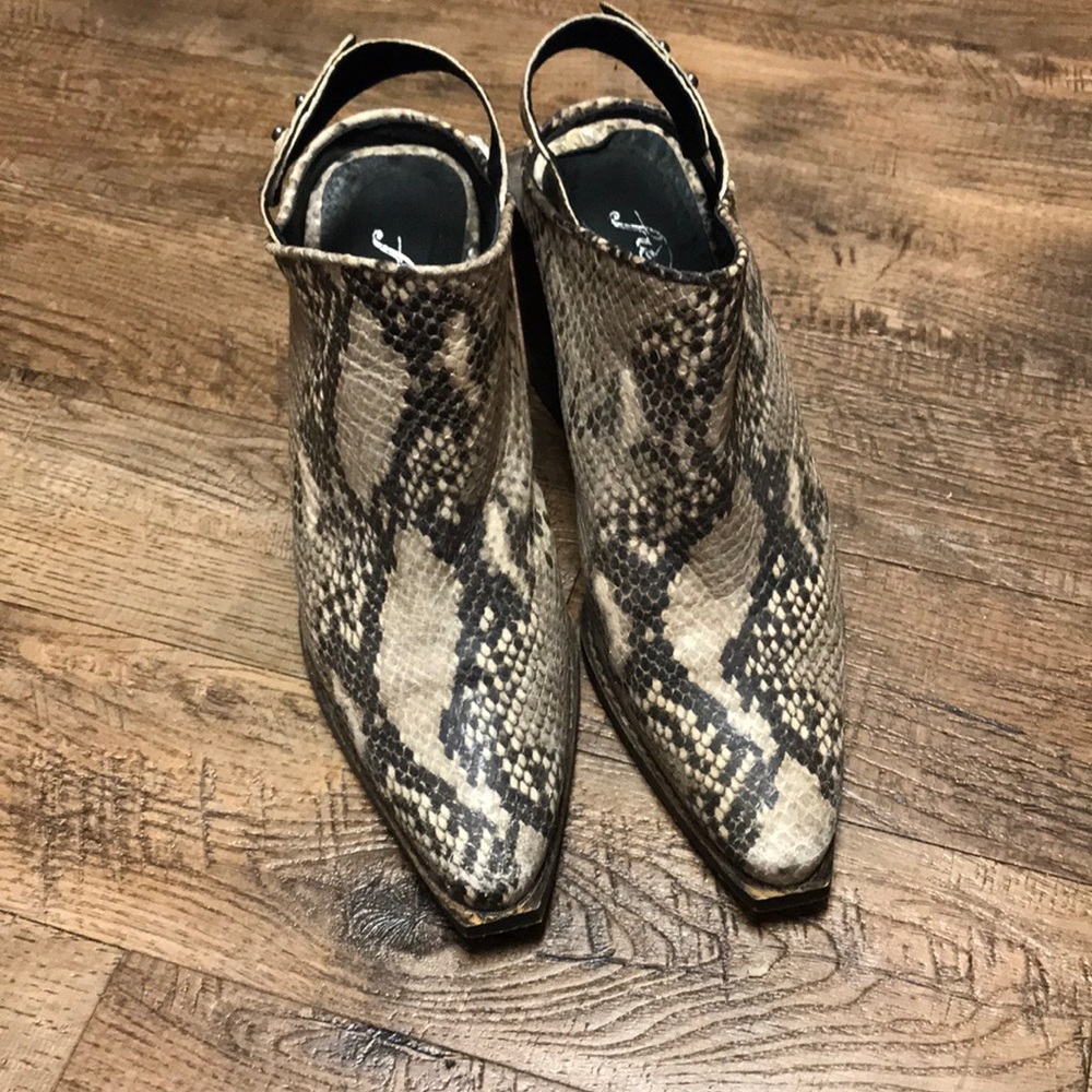 Free People Silver Storm Python Mule Booties 38 - image 7
